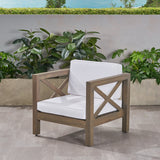 Outdoor Acacia Wood Club Chair with Cushion - NH853803