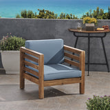 Outdoor Acacia Wood Club Chair with Cushion - NH363803