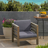 Outdoor Acacia Wood Club Chair with Cushion - NH363803