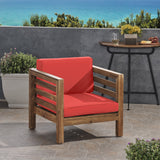 Outdoor Acacia Wood Club Chair with Cushion - NH363803