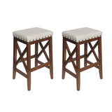 Contemporary Farmhouse Upholstered Fabric Barstools (Set of 2) - NH835903