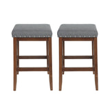 Contemporary Farmhouse Upholstered Fabric Barstools (Set of 2) - NH835903