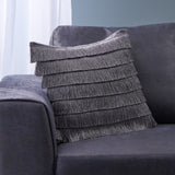 Glam Square Fabric Pillow Cover with Fringes - NH824013