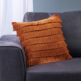 Glam Square Fabric Pillow Cover with Fringes - NH824013