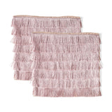 Glam Square Fabric Pillow Cover with Fringes - NH824013