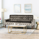 Tufted Velvet Sofa with Gold Tipped Tapered Legs - NH772903