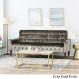 Tufted Velvet Sofa with Gold Tipped Tapered Legs - NH772903