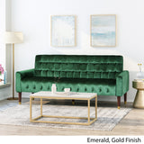 Tufted Velvet Sofa with Gold Tipped Tapered Legs - NH772903