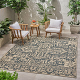 Outdoor Medallion Area Rug, Tan and Blue - NH145803