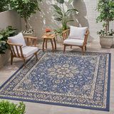 Outdoor Oriental Area Rug, Navy and Gray - NH545803