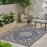 Outdoor Oriental Area Rug, Navy and Gray - NH545803