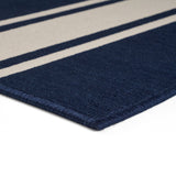 Outdoor Stripe Area Rug, Navy and Ivory - NH745803