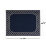 Outdoor Border Area Rug, Navy and Ivory - NH155803