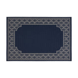 Outdoor Border Area Rug, Navy and Ivory - NH155803