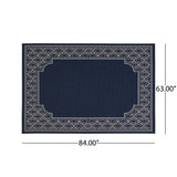 Outdoor Border Area Rug, Navy and Ivory - NH155803