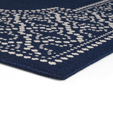 Outdoor Border Area Rug, Navy and Ivory - NH155803