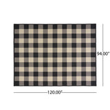 Outdoor Check Area Rug, Black and Ivory - NH355803