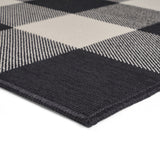 Outdoor Check Area Rug, Black and Ivory - NH355803