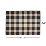 Outdoor Check Area Rug, Black and Ivory - NH355803