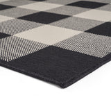 Outdoor Check Area Rug, Black and Ivory - NH355803