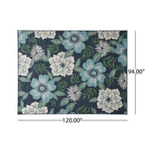 Outdoor Floral Area Rug, Blue and Green - NH165803