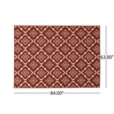 Outdoor Trellis Area Rug, Red and Ivory - NH565803