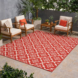 Outdoor Trellis Area Rug, Red and Ivory - NH565803