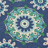 Outdoor Medallion Area Rug, Navy and Green - NH765803