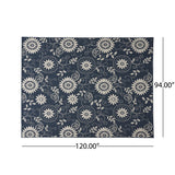 Outdoor Botanical Area Rug, Blue and Ivory - NH175803