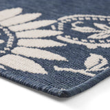 Outdoor Botanical Area Rug, Blue and Ivory - NH175803