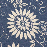 Outdoor Botanical Area Rug, Blue and Ivory - NH175803