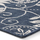 Outdoor Botanical Area Rug, Blue and Ivory - NH175803