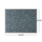 Outdoor Trellis Area Rug, Blue and Ivory - NH575803