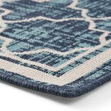 Outdoor Trellis Area Rug, Blue and Ivory - NH575803