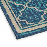 Outdoor Trellis Area Rug, Blue and Ivory - NH575803