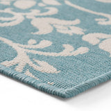 Foam Outdoor Botanical Area Rug, Blue and Ivory - NH775803