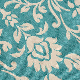 Foam Outdoor Botanical Area Rug, Blue and Ivory - NH775803