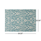 Foam Outdoor Botanical Area Rug, Blue and Ivory - NH775803