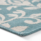 Foam Outdoor Botanical Area Rug, Blue and Ivory - NH775803