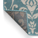 Foam Outdoor Botanical Area Rug, Blue and Ivory - NH775803