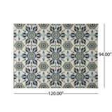 Outdoor Medallion Area Rug, Ivory and Blue - NH975803