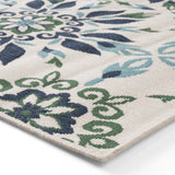 Outdoor Medallion Area Rug, Ivory and Blue - NH975803