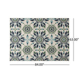 Outdoor Medallion Area Rug, Ivory and Blue - NH975803