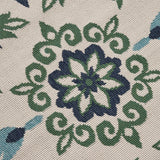 Outdoor Medallion Area Rug, Ivory and Blue - NH975803