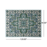 Outdoor Oriental Area Rug, Ivory and Blue - NH185803