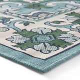 Outdoor Oriental Area Rug, Ivory and Blue - NH185803