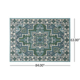 Outdoor Oriental Area Rug, Ivory and Blue - NH185803