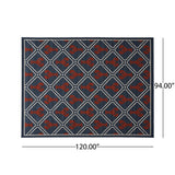 Outdoor Trellis Area Rug, Navy and Red - NH385803