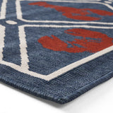 Outdoor Trellis Area Rug, Navy and Red - NH385803