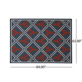 Outdoor Trellis Area Rug, Navy and Red - NH385803